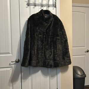 Dennis Basso Faux Fur Brown Xl/ 1x Cape / Coat Retro Dynasty Old Money